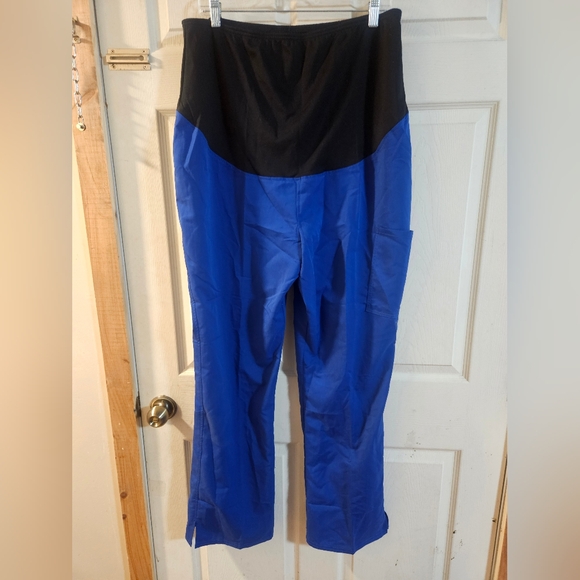 SCRUBSTAR MATERNITY BLUE FULL PANEL SCRUB PANTS: NEW WITHOUT TAGS: SIZE L - Picture 1 of 4